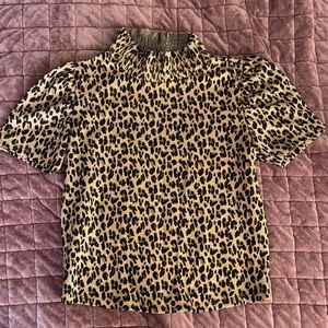Zara Leopard Print Blouse - Black and Tan